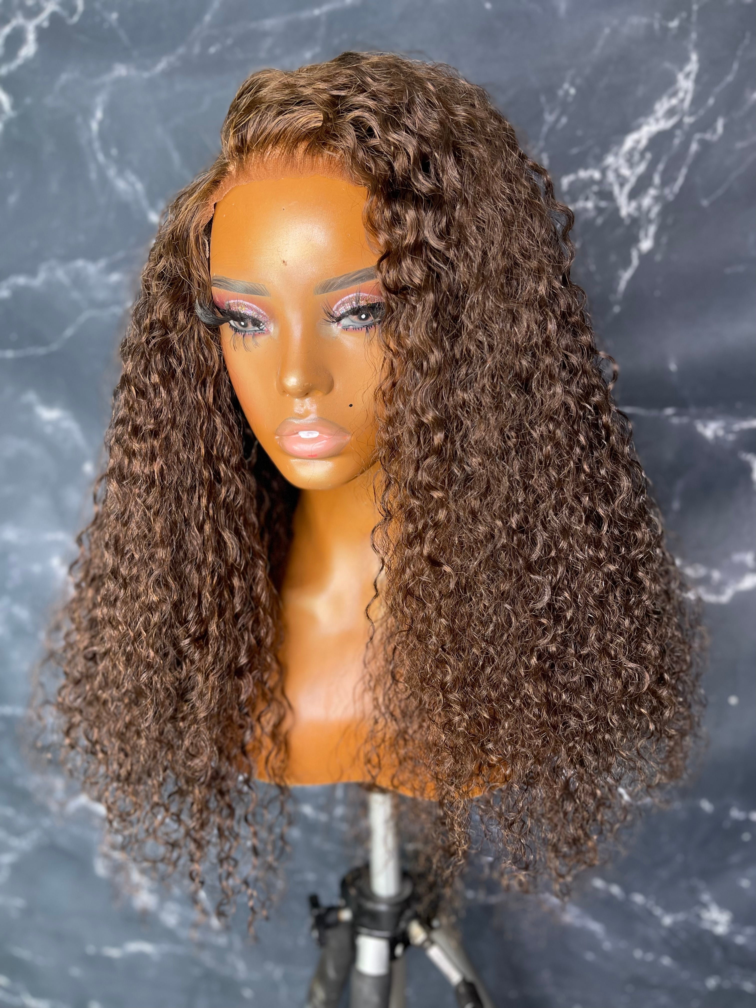 Curly top wigs brown